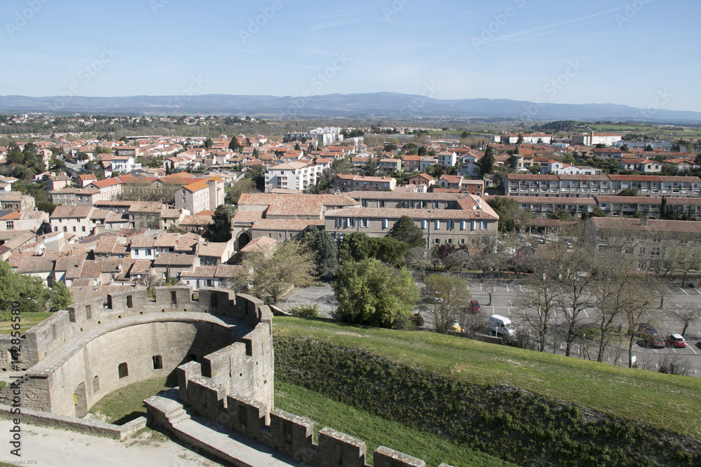 Carcassonne castle, view from the ramparts