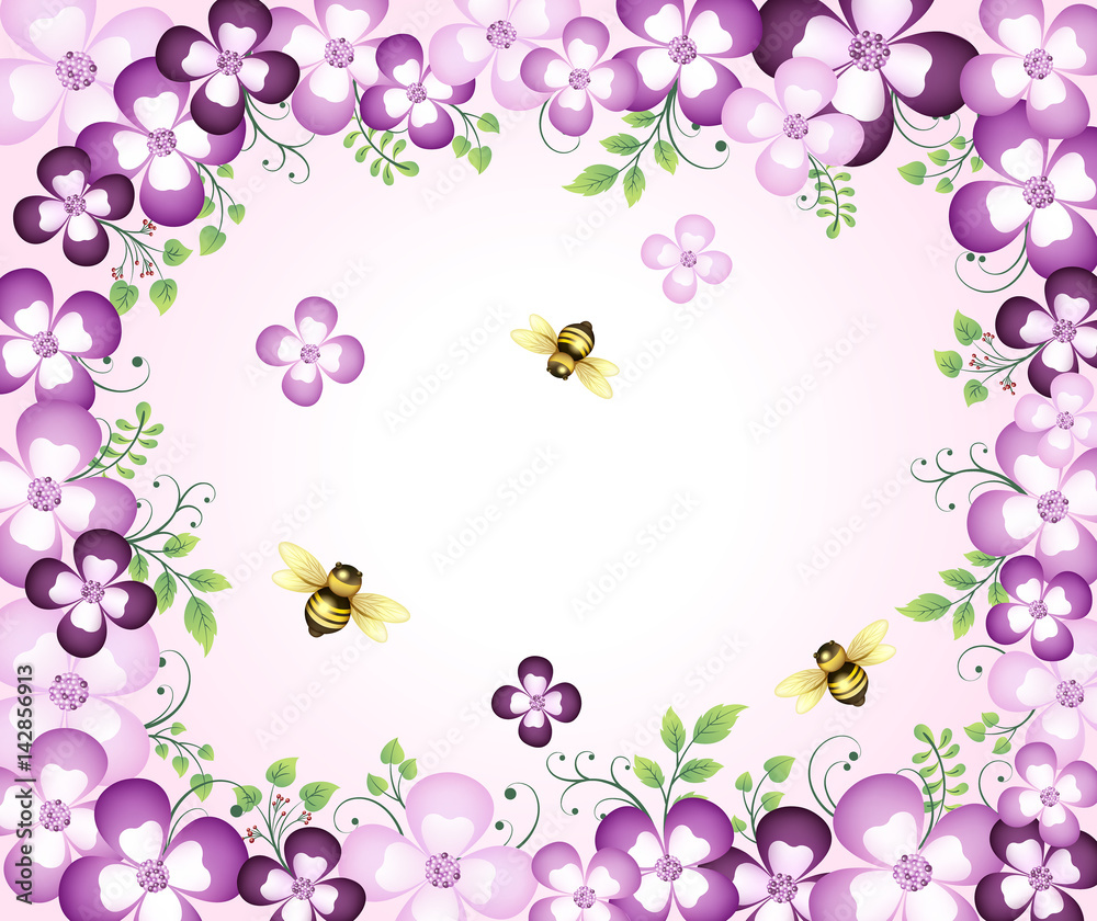 Flower Background_Bumble bee and flowers Flower Background_Bumble bee and flowers