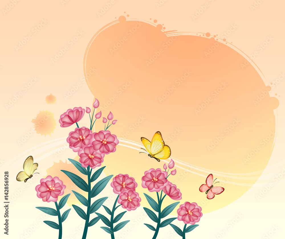 Flower Background_Flowers and butterflies
