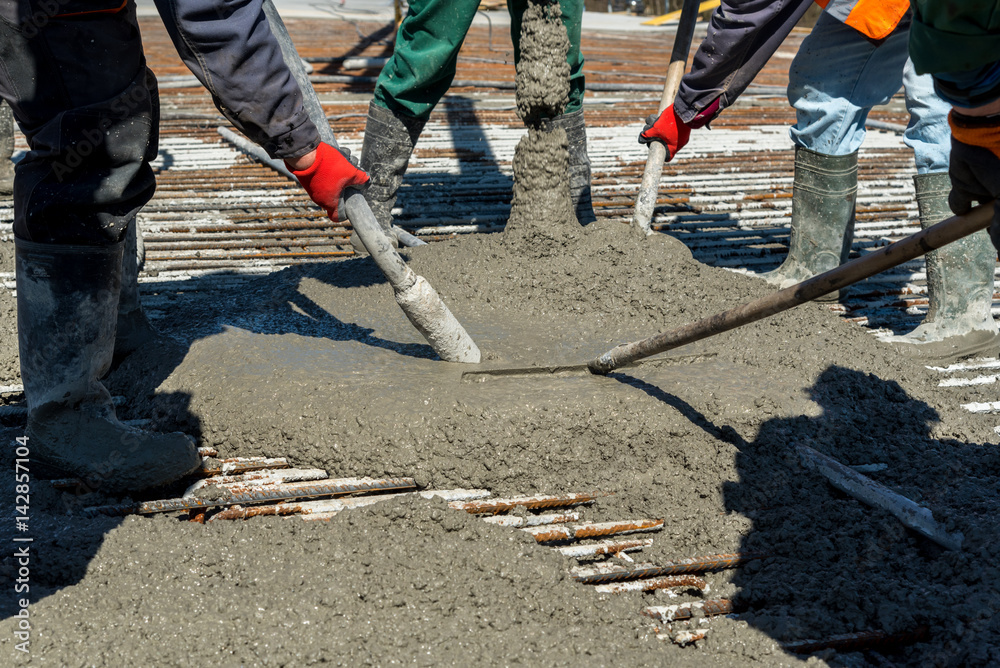 Concrete pouring on the construction site Concrete pouring on the construction site