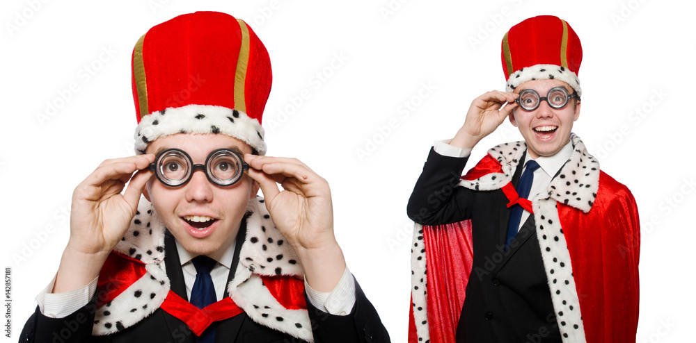 Businessman with crown isolated on white Stock Photo | Adobe Stock