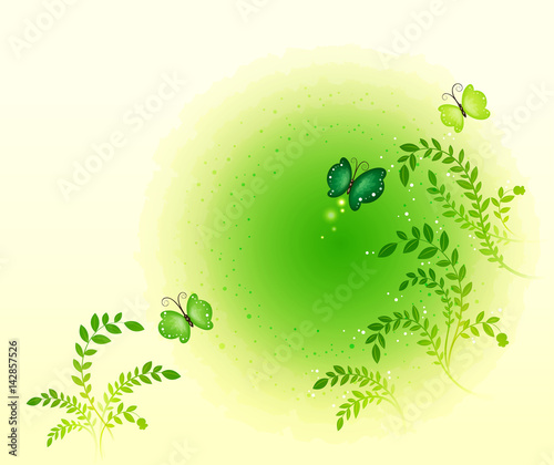 Flower Background_Butterfly in the green forest