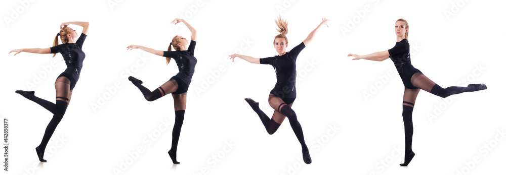 Woman dancing isolated on the white