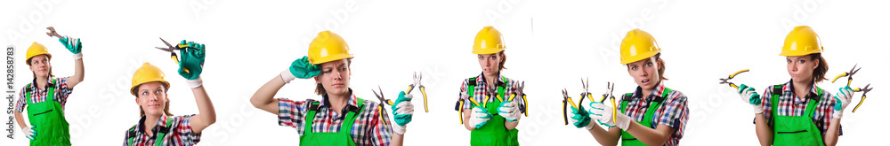 Woman worker isolated on the white
