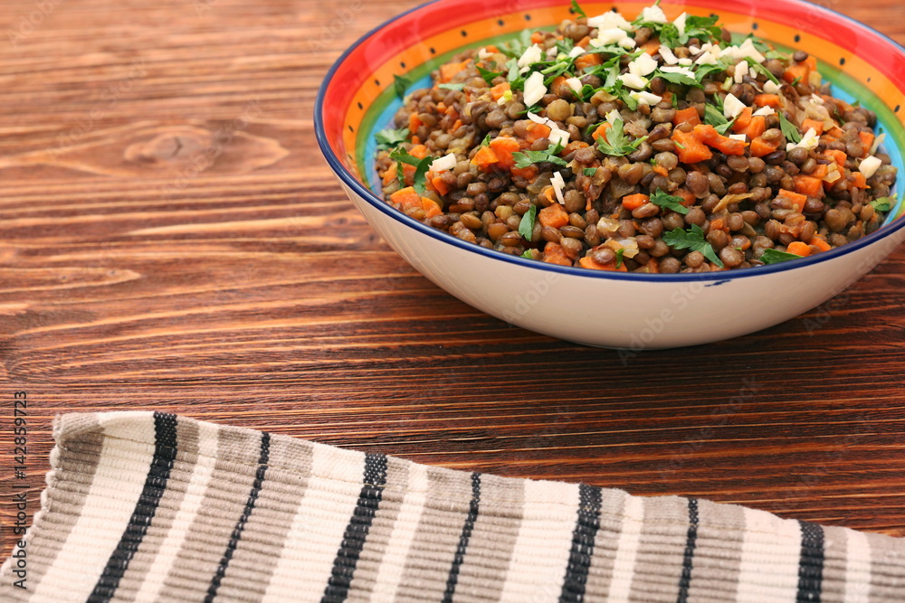 Lentil with carrot and onion in bowl Lentil with carrot and onion in bowl