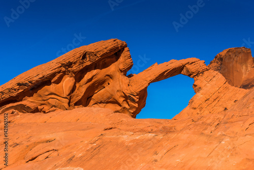 Red Rocks, Natural Arch and Blue Sky