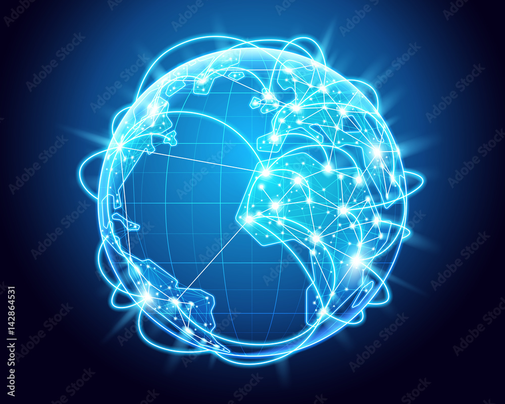 Abstract of world network, internet and global connection concept