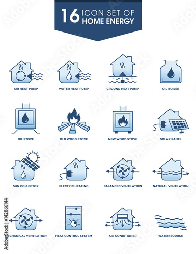 HOME ENERGY ICON SET. for industrial technology requirement