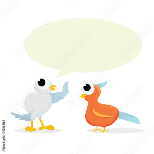 Cartoon bird getting another bird's attention
