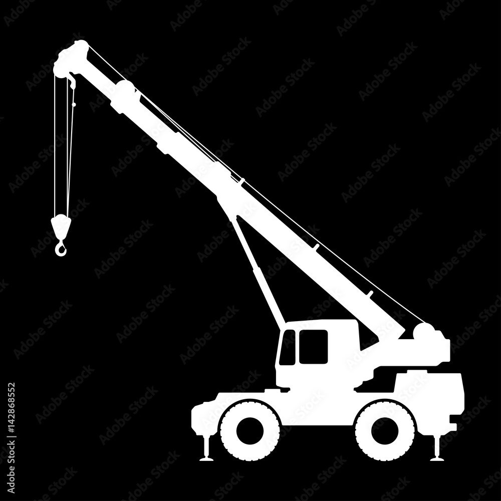 Crane Silhouette on a black background.
