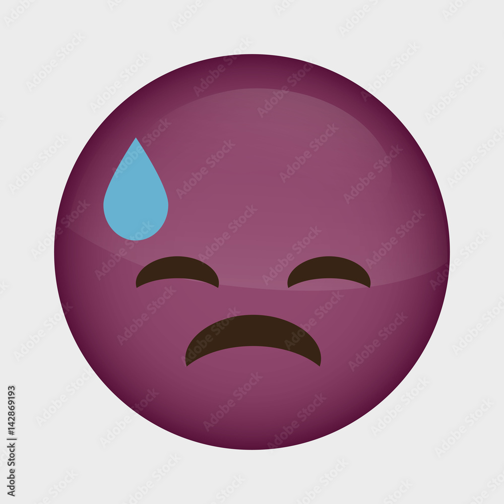 sad cartoon face over white background. colorful design. vector illustration