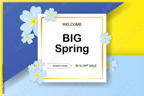 Fototapeta Naklejka Na Ścianę i Meble -  Spring sale background with beautiful colorful flower. Vector illustration template.banners.Wallpaper, invitation, posters, brochure, voucher discount.