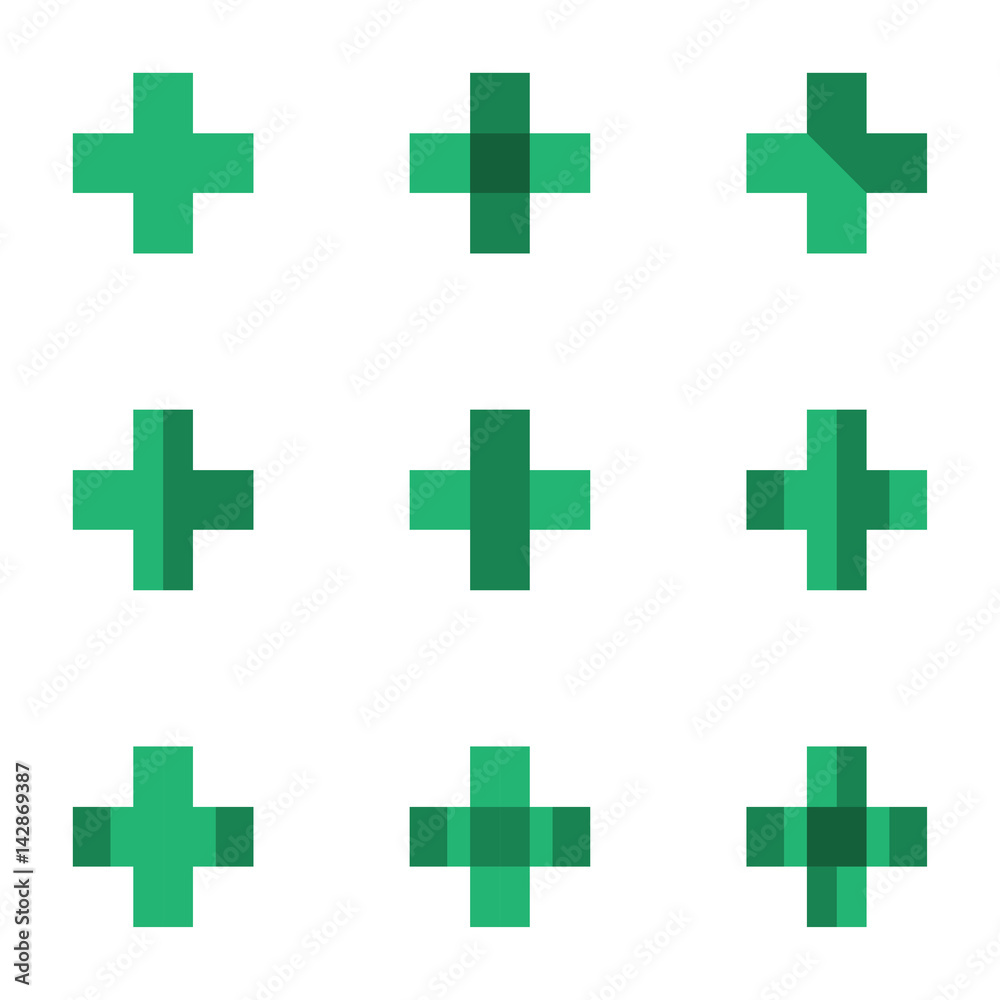 pharmacy sign flat icons set