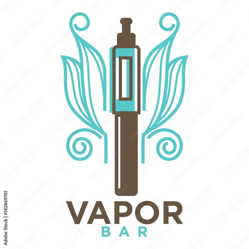 Vapor bar logo design isolated on white. Vape e-cigarette emblem