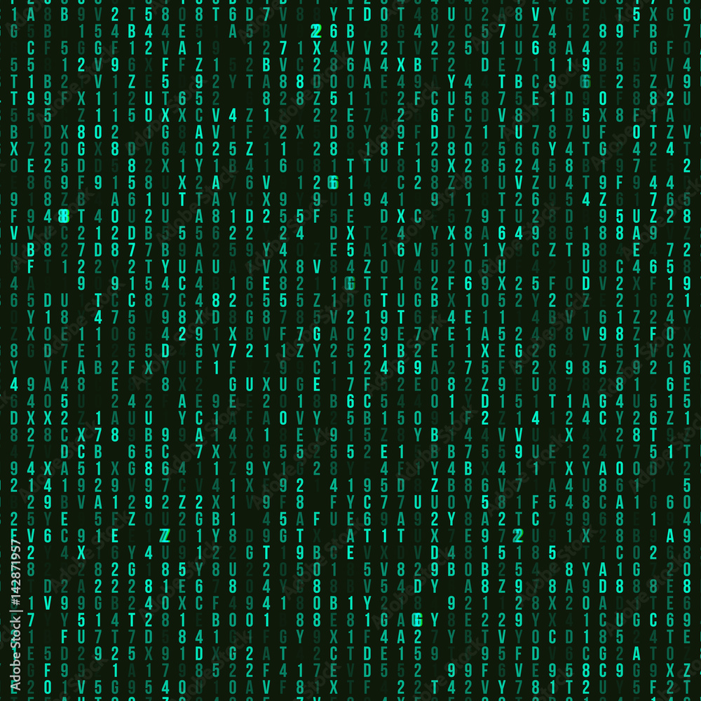 Green hexadecimal computer code. Abstract matrix background. Hacker attack. Generated computer code concept Green hexadecimal computer code. Abstract matrix background. Hacker attack. Generated computer code concept