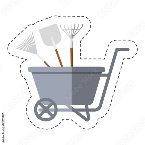 wheelbarrow icon over white background. gardening equipment concept. vector illustration