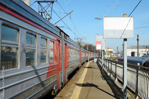 A passenger train arrives in town.