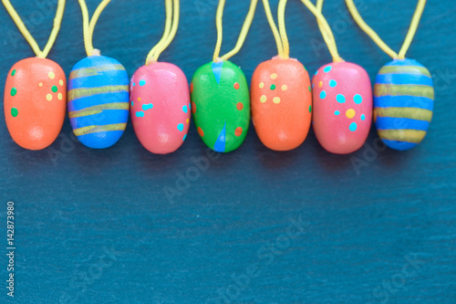 Easter eggs handmade on a horizontal surface