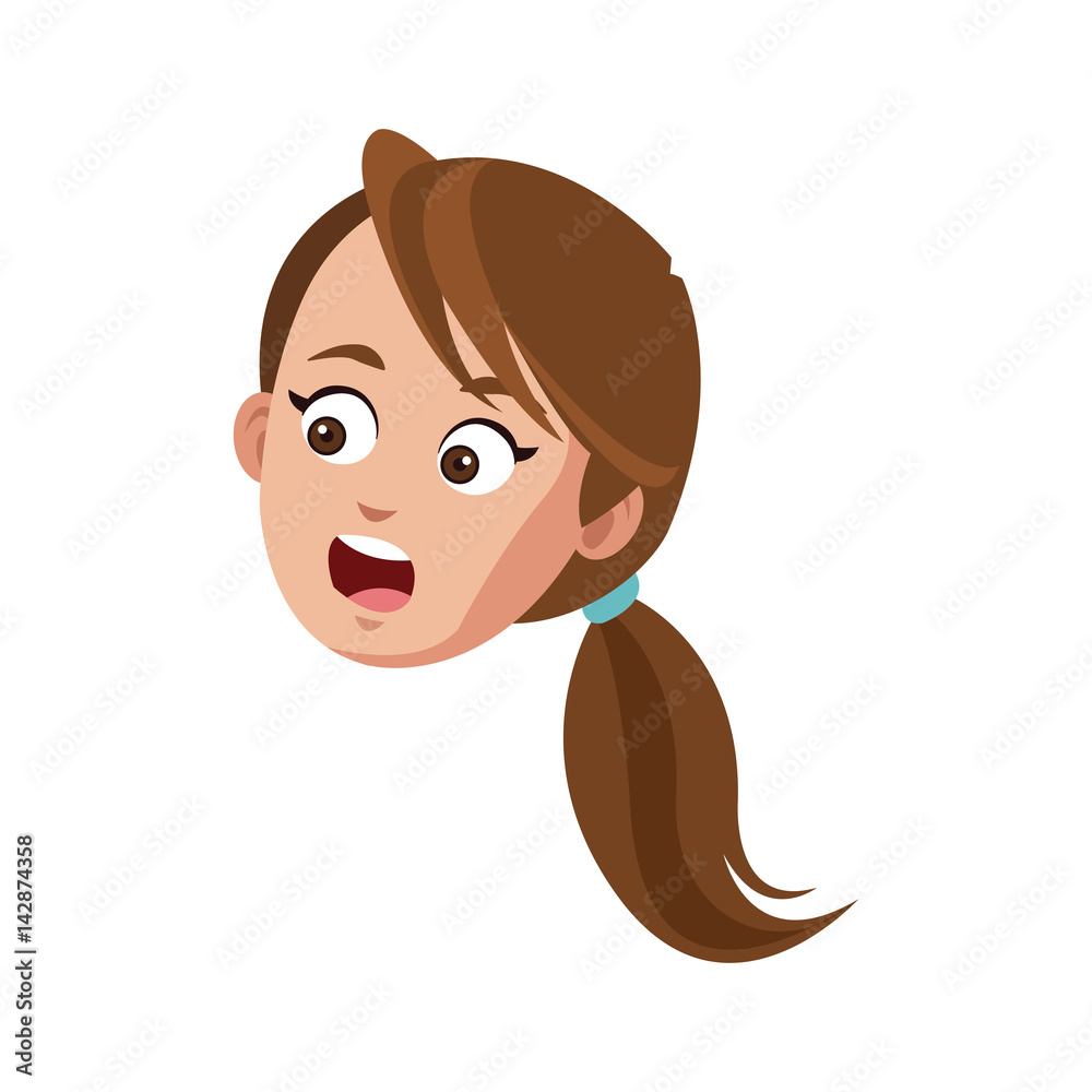 young girl face cartoon icon over white background. colorful design. vector illustration