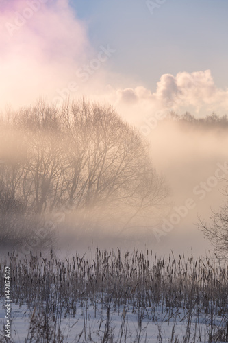 Steam over the river photo