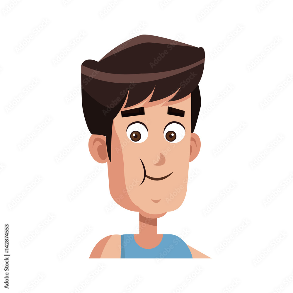 happy man face cartoon icon over white background. colorful design. vector illustration