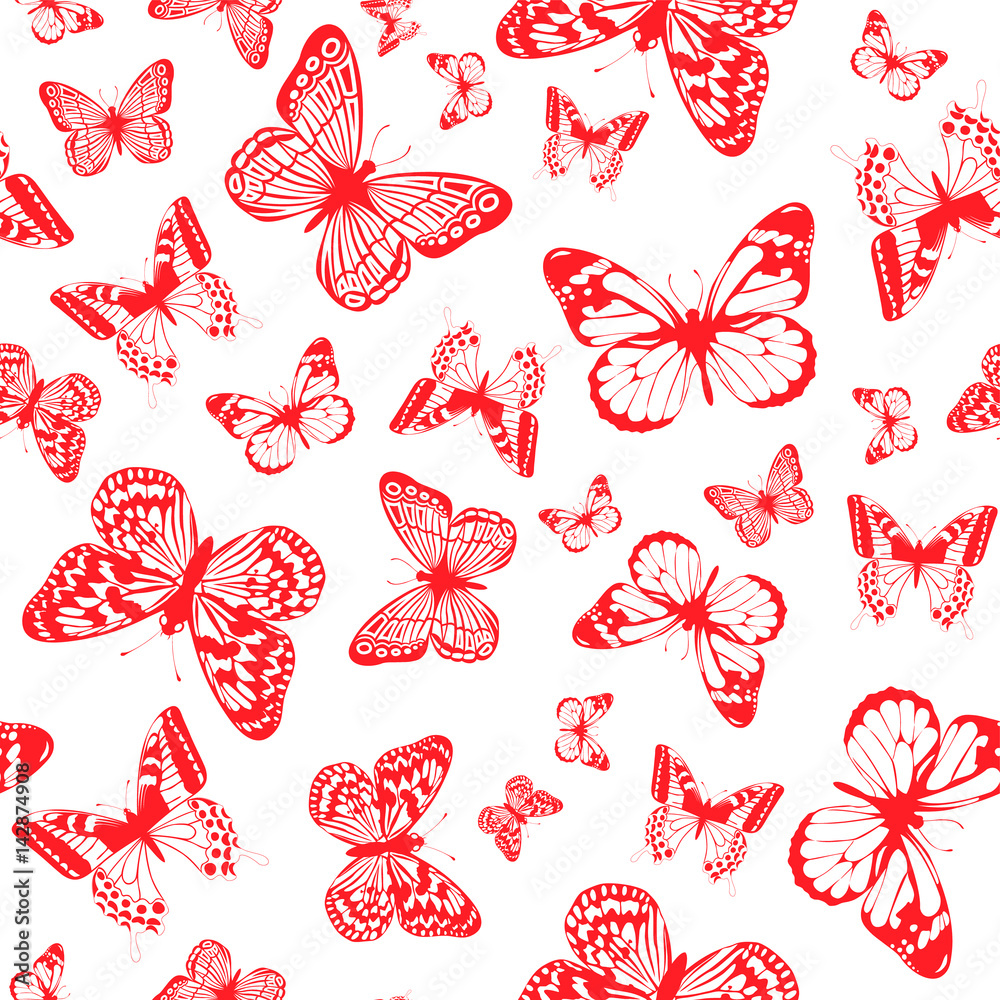 red butterfly background Stock Vector Adobe Stock