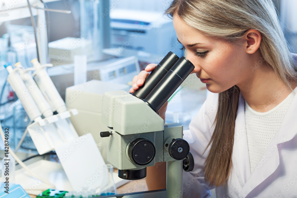 Fototapeta premium Scientist wth test tube science lab.