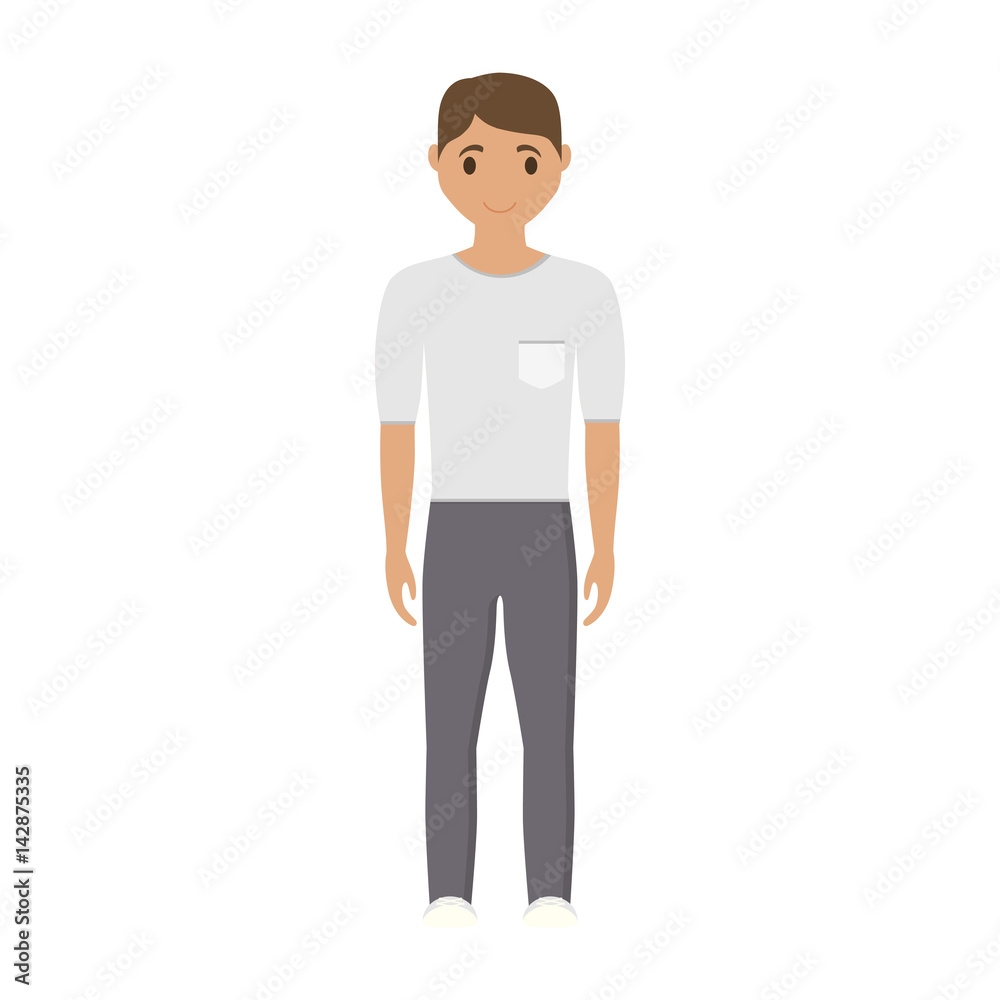 happy man wearing casual clothes cartoon icon over white background. colorful design. vector illustration happy man wearing casual clothes cartoon icon over white background. colorful design. vector illustration