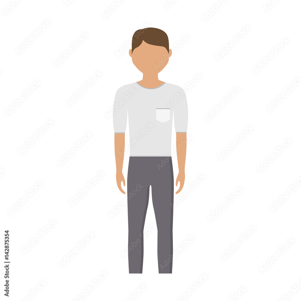 man wearing casual clothes cartoon icon over white background. colorful design. vector illustration