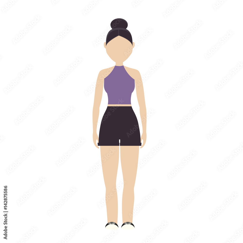 Fototapeta premium girl wearing casual clothes cartoon icon over white background. colorful design. vector illustration