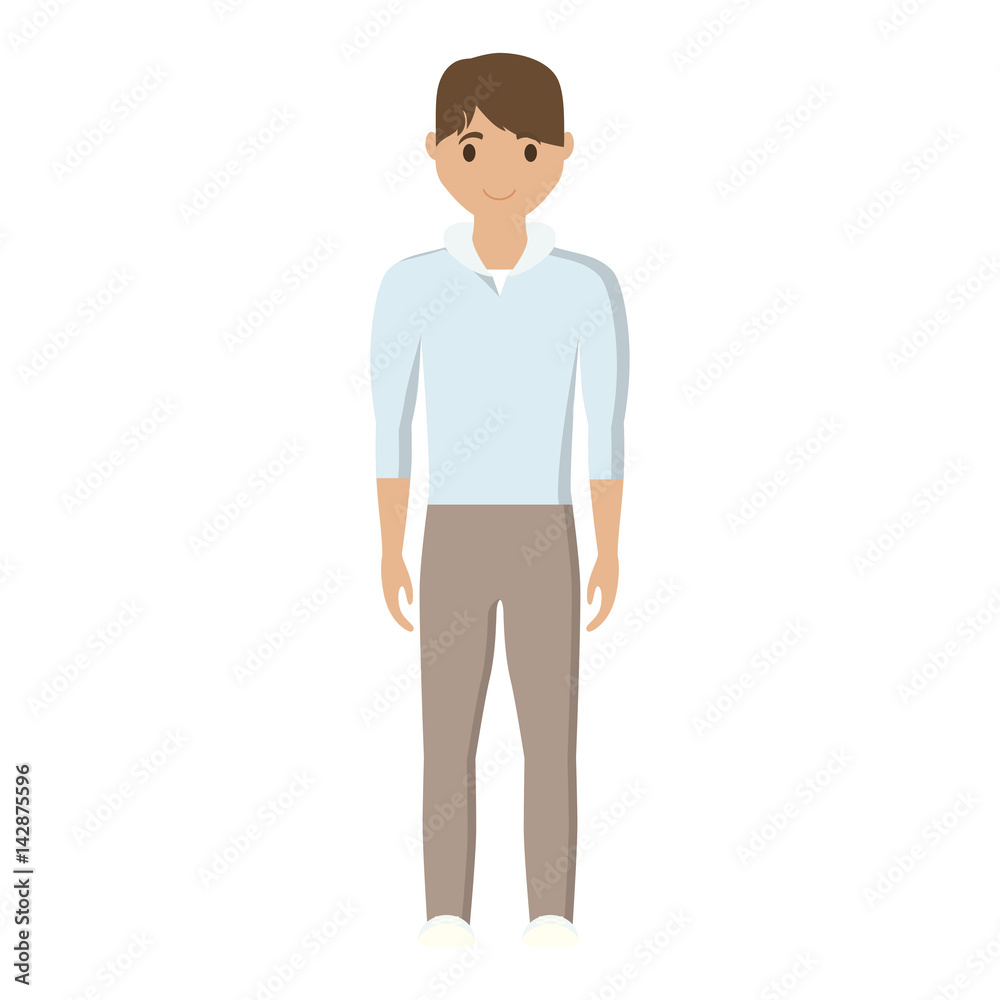 man wearing casual clothes cartoon icon over white background. colorful design. vector illustration