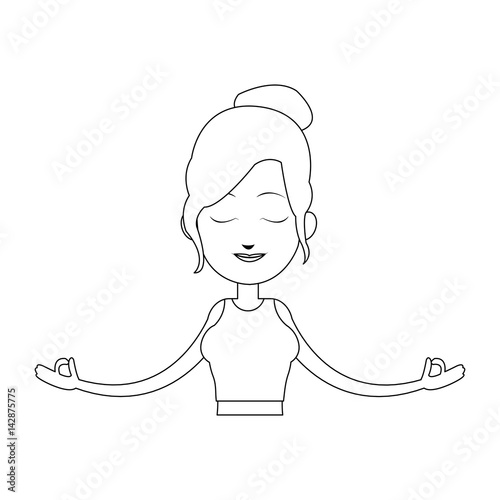 girl doing yoga, cartoon icon over white background. vector illustration