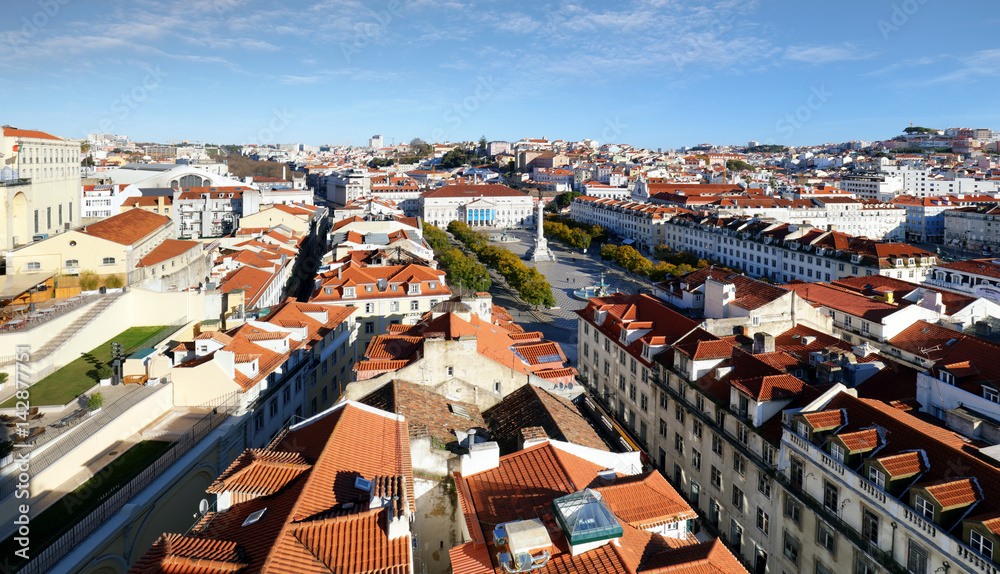 Lisbon skyline from Santa Justa Lift, Portugal