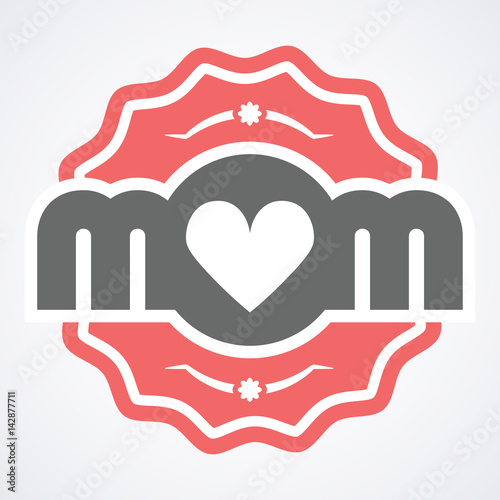 Colorful Mom Emblem. Vector Design Elements For Greeting Card and Other Print Templates.