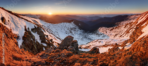 Fototapeta Naklejka Na Ścianę i Meble -  Mountain landcape at spring - winter in Slovakia, Low Tatras panorama