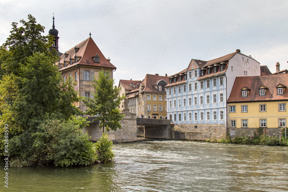 Bamberg, Germany - Old town with water channel and bridge