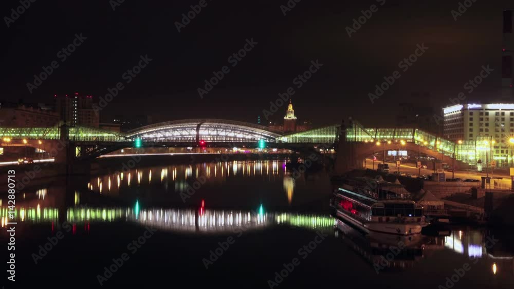 Moscow-river night timelapse Moscow-river night timelapse