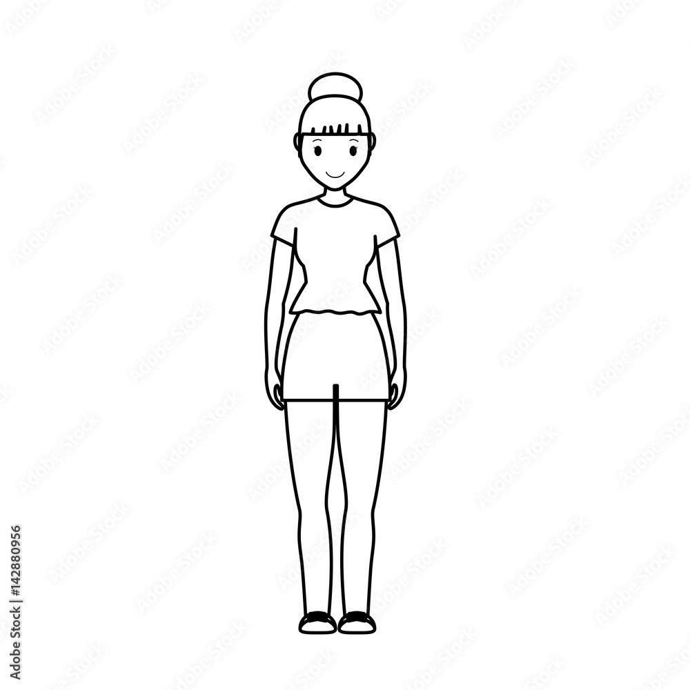 girl wearing casual clothes icon over white background. vector illustration