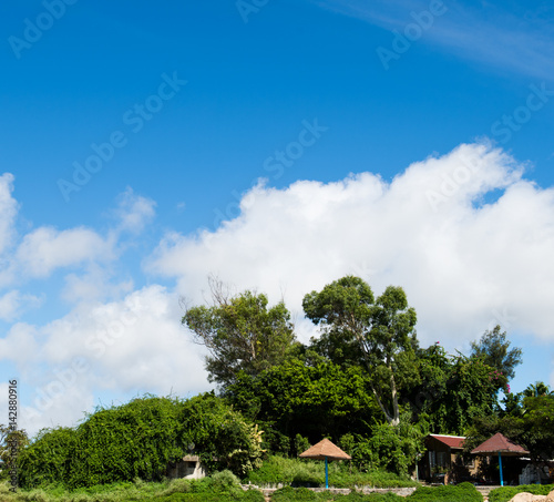 white clouds against blue sky for background.