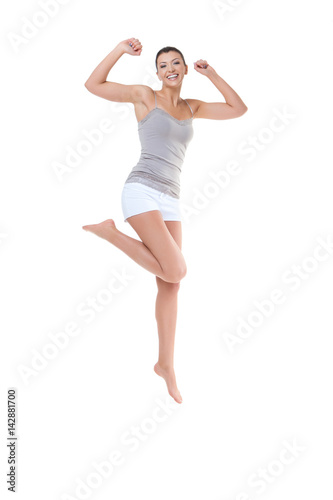 Beautiful girl jumping 