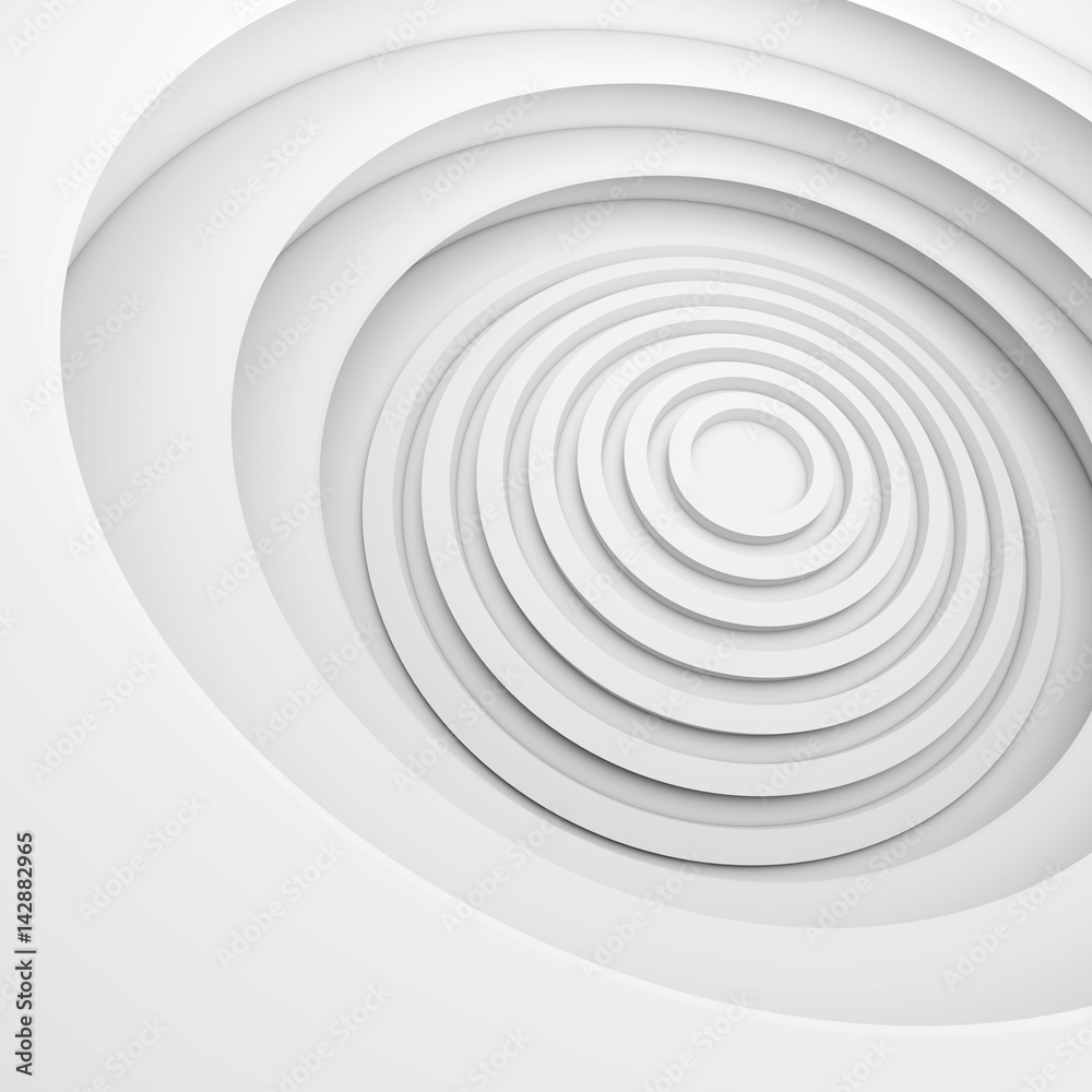 White Architecture Circular Background. Abstract Interior Design