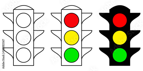 set traffic light interface icons. Red, yellow and green yes, no and wait