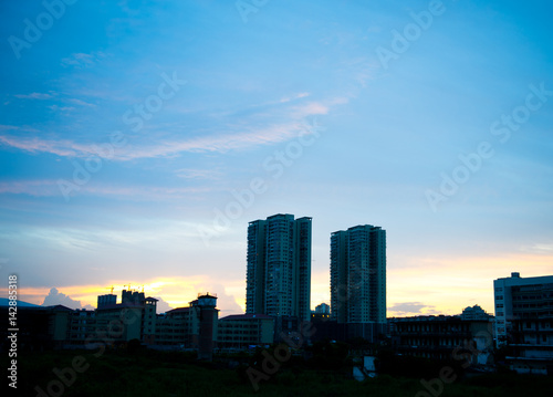 modern city landscape with group of highrise.