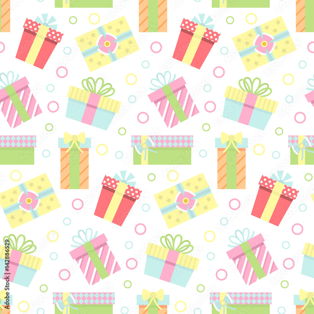 Seamless pattern with gift boxes icon. Vector illustration. Seamless pattern with gift boxes icon. Vector illustration.