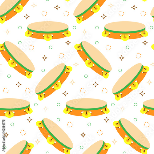 Seamless pattern with tambourines. Vector illustration.