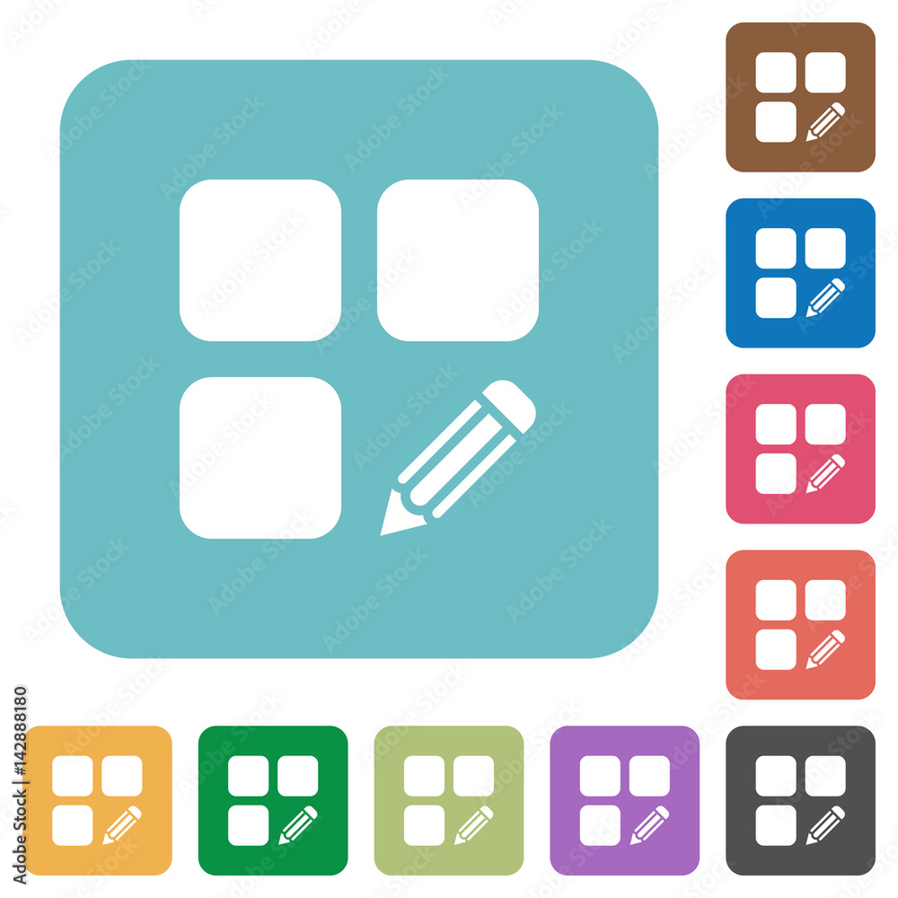 Edit component rounded square flat icons Edit component rounded square flat icons