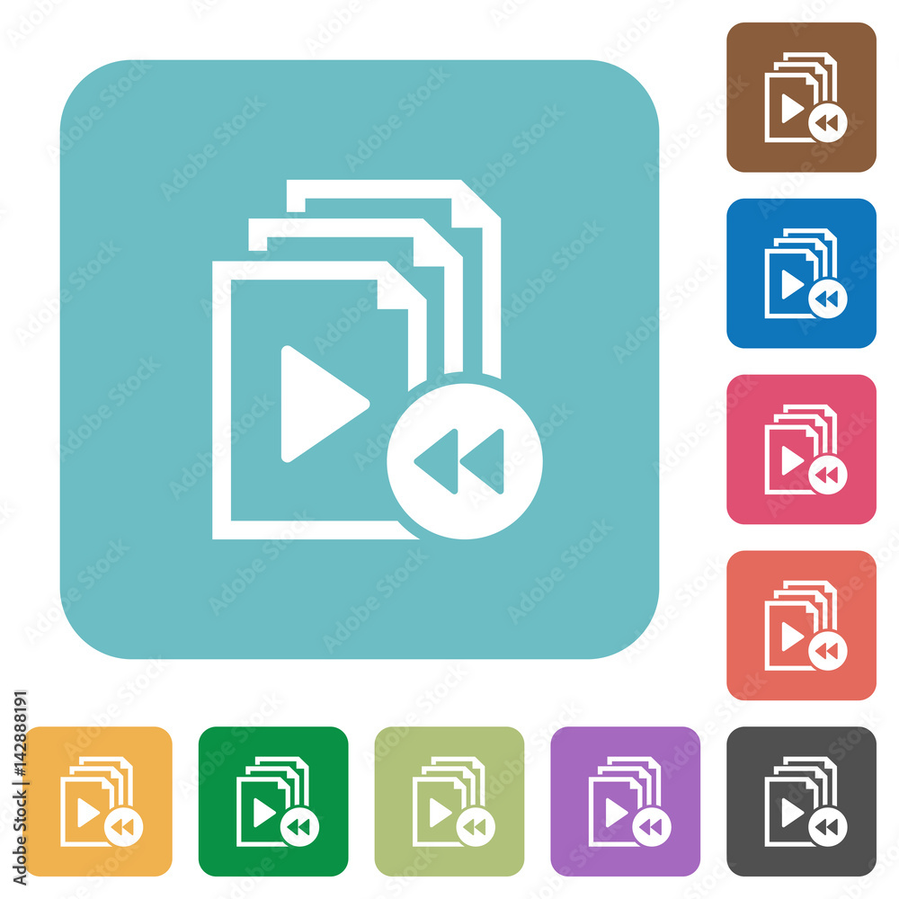 Playlist fast backward rounded square flat icons Playlist fast backward rounded square flat icons