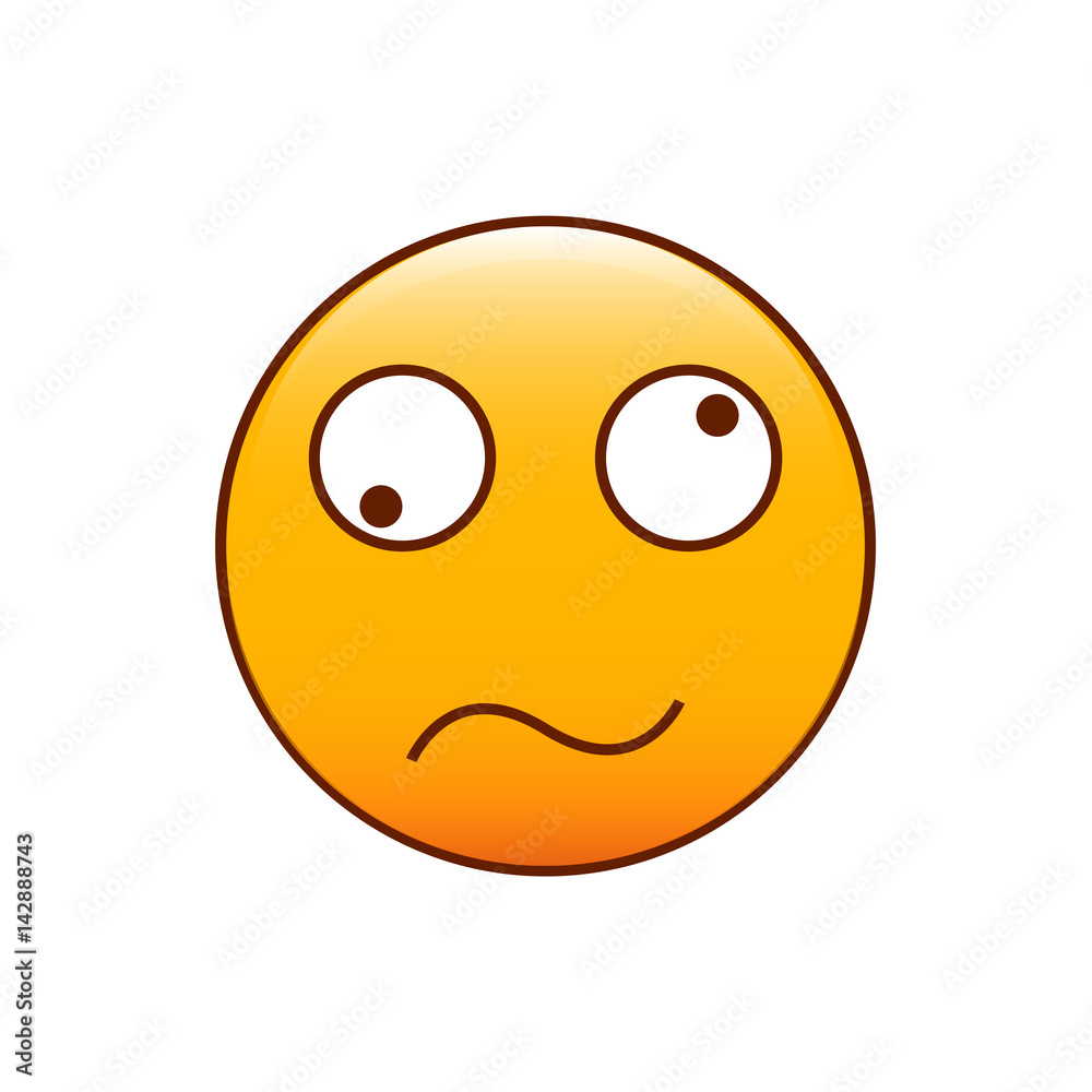 Confused and disoriented emoticon. Vector illustration