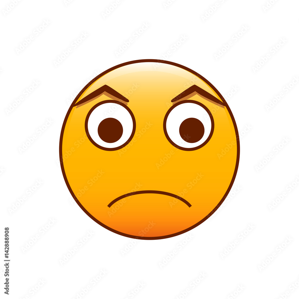 Upset emoticon. Vector smiley illustration