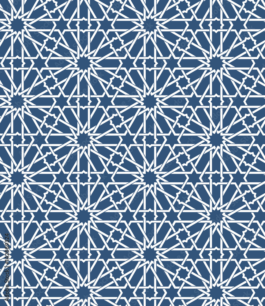 Seamless islamic Moroccan pattern. Arabic geometric ornament. Muslim  texture. Vintage repeating background. Vector blue wallpaper. Oriental  design and Ramadan wallpaper Stock Vector | Adobe Stock